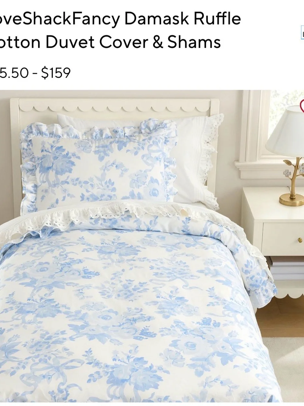 LoveShackFancy (For Pottery Barn) Damask Ruffle Duvet Cover- king size